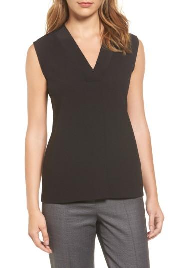 Women's Boss Edrina Crepe & Jersey Blouse - Black
