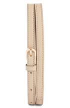 Women's Dries Van Noten Leather Skinny Belt - Beige
