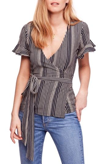 Women's Free People Wrapped Around My Finger Wrap Top - Black