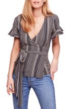 Women's Free People Wrapped Around My Finger Wrap Top - Black