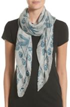 Women's Alexander Mcqueen Graphic Dragonfly Silk Scarf, Size - Grey