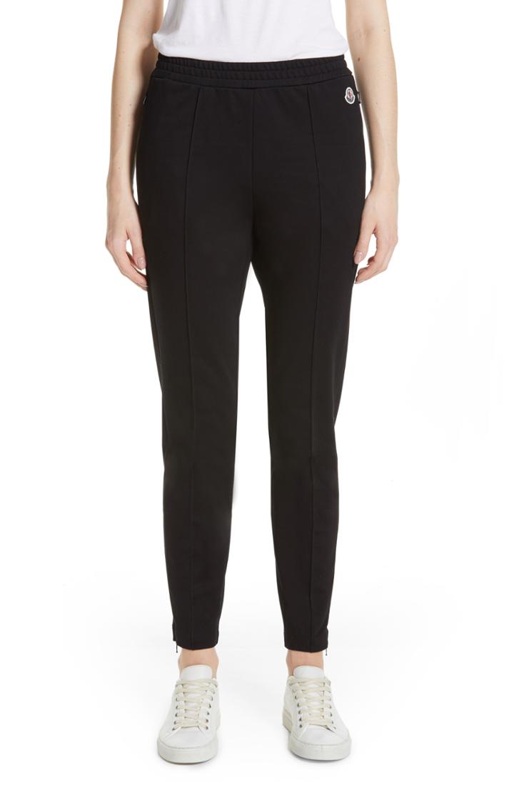 Women's Moncler Pintuck Cotton Pants - Black