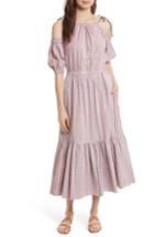 Women's La Vie Rebecca Taylor Cold Shoulder Lurex Plaid Midi Dress