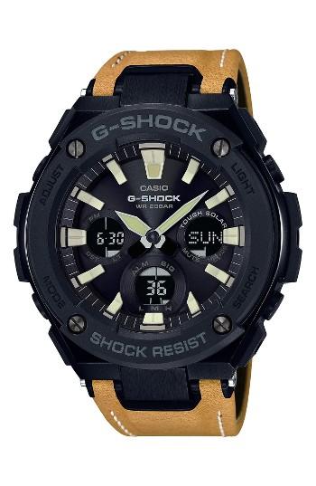Men's G-shock G-steel Solar Leather Strap Watch, 59mm