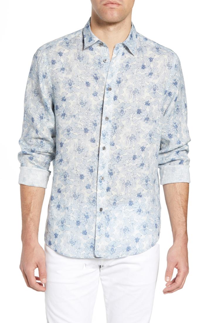 Men's Coastaoro Tavton Fit Floral Linen Sport Shirt
