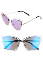 Women's Circus By Sam Edelman Satellite 55mm Cat Eye Sunglasses - Silver/ Blue