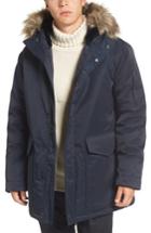 Men's French Connection Bystander Hooded Parka With Faux Fur Trim, Size - Blue