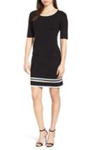 Women's Ann Klein New York Stripe Border Knit Sheath Dress - Black