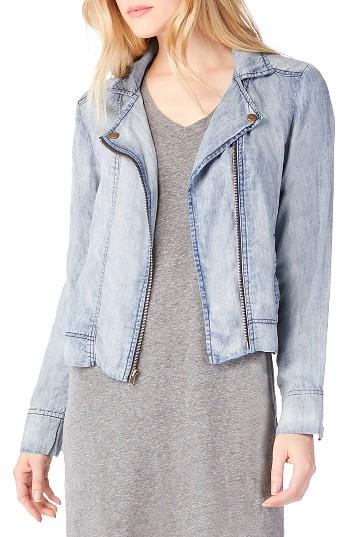 Women's Michael Stars Lightweight Denim Moto Jacket