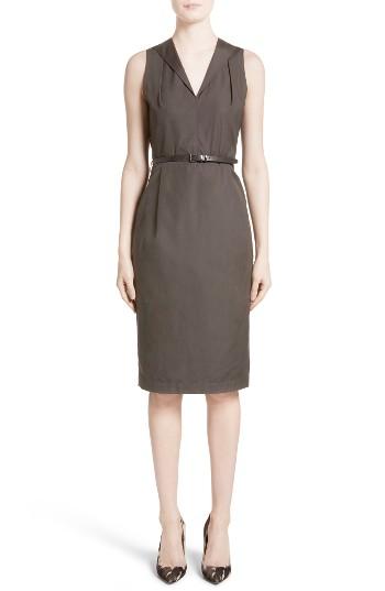 Women's Max Mara Dattero Belted Cotton Dress - Brown