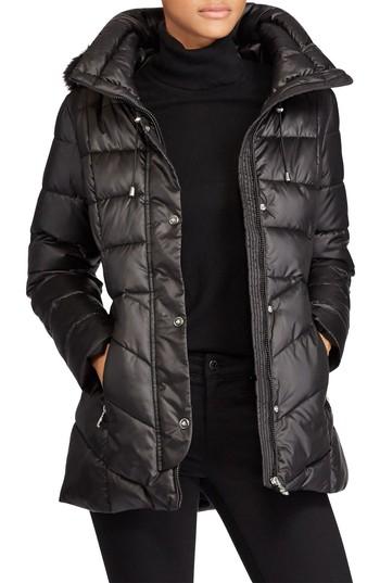 Women's Lauren Ralph Lauren Puffer With Faux Fur