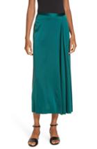 Women's Eileen Fisher Stretch Silk Midi Skirt (similar To 14w) - Green