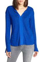 Petite Women's Sanctuary Sienna Woven Trim Top P - Blue