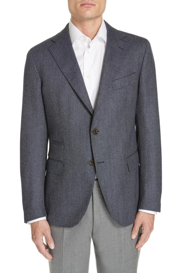 Men's Eleventy Trim Fit Wool Blazer Us / 54 Eu R - Blue