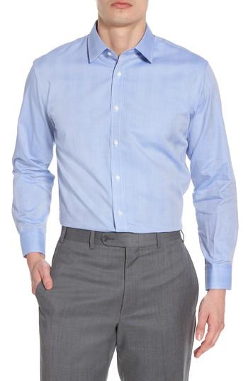 Men's Nordstrom Men's Shop Trim Fit Herringbone Dress Shirt .5 32/33 - Blue