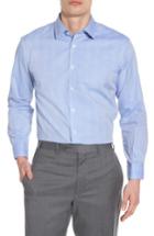 Men's Nordstrom Men's Shop Trim Fit Herringbone Dress Shirt .5 32/33 - Blue