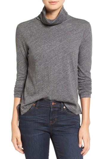 Women's Madewell Whisper Cotton Turtleneck Top, Size - Grey