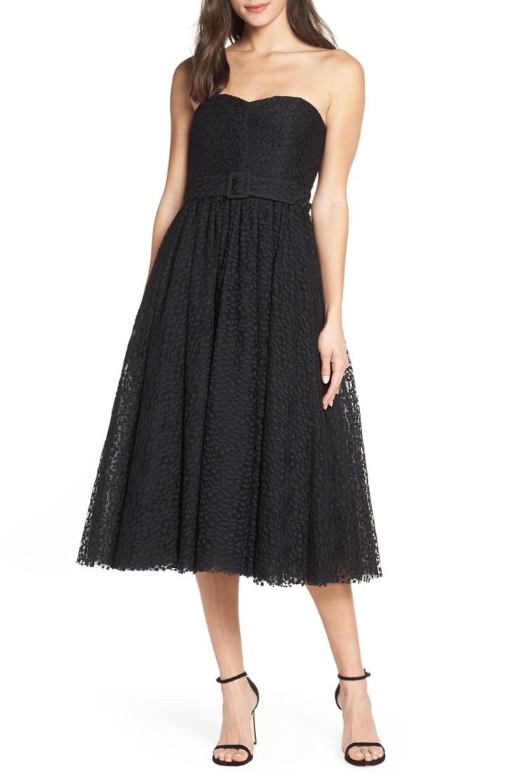 Women's Fame And Partners Giulia Tea Length Lace Dress - Black