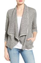 Women's Caslon Knit Drape Front Jacket - Grey