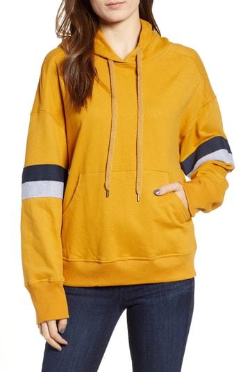 Women's Sundry Vintage Stripe Hoodie - Yellow