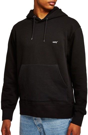 Men's Topman Classic Fit Tristan Easy Embroidered Hoodie - Black