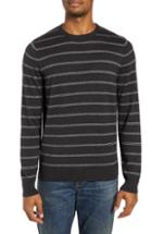 Men's Nordstrom Men's Shop Regular Fit Stripe Cotton & Cashmere Sweater - Grey