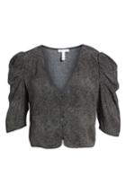 Women's Leith Blouson Sleeve Crop Top, Size - Black