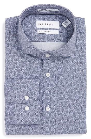 Men's Calibrate Extra Trim Fit Print Stretch Dress Shirt