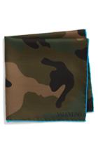 Men's Valentino Camo Silk Pocket Square, Size - Green