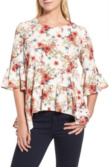 Women's Gibson Ruffled Handkerchief Hem Top - Ivory