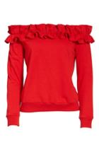 Women's Socialite Ruffle Off The Shoulder Top - Red