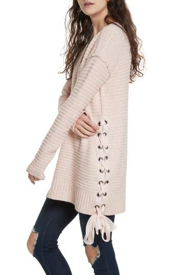 Women's Free People Heart It Laces Sweater - Pink