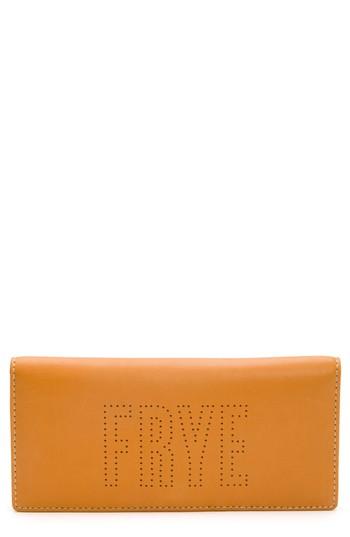 Women's Frye Carson Perforated Logo Slim Leather Wallet - Orange