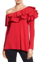 Women's Vince Camuto One-shoulder Ruffle Mix Top