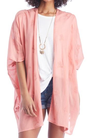 Women's Sole Society Eyelet Embroidered Kimono, Size - Pink