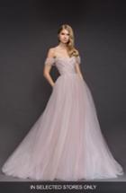 Women's Blush By Hayley Paige Milo Off The Shoulder Tulle Ballgown, Size In Store Only - Pink