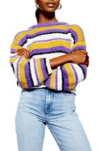 Women's Topshop Fluffy Stripe Sweater - Purple