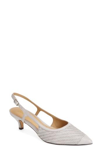 Women's Trotters 'kimberly' Woven Leather Slingback Pump .5 M - Grey