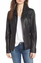 Women's Andrew Marc Fabian Feather Leather Jacket - Black