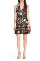 Women's Alice + Olivia Peyton Embellished Velvet A-line Dress - Black