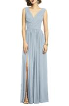 Women's Dessy Collection Surplice Ruched Chiffon Gown (similar To 14w) - Blue