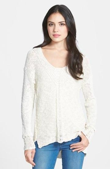Rebecca Taylor Metallic High/low Sweater Cream