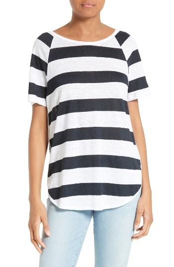 Women's Frame Stripe Dolphin Tee - White
