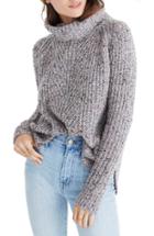 Women's Madewell Colorfleck Ribbed Turtleneck Sweater - Grey