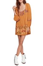 Women's Free People Rhiannon Embroidered Babydoll Dress - Orange