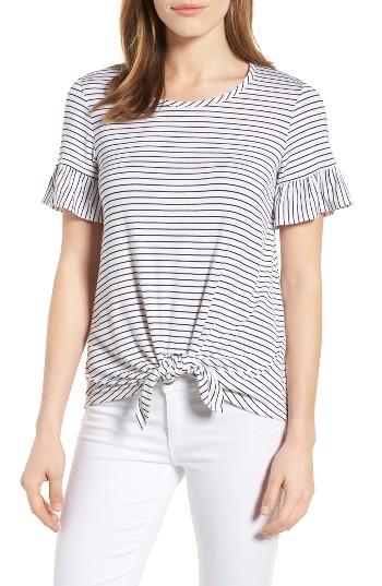 Women's Bobeau Bell Sleeve Tie Front Top - White