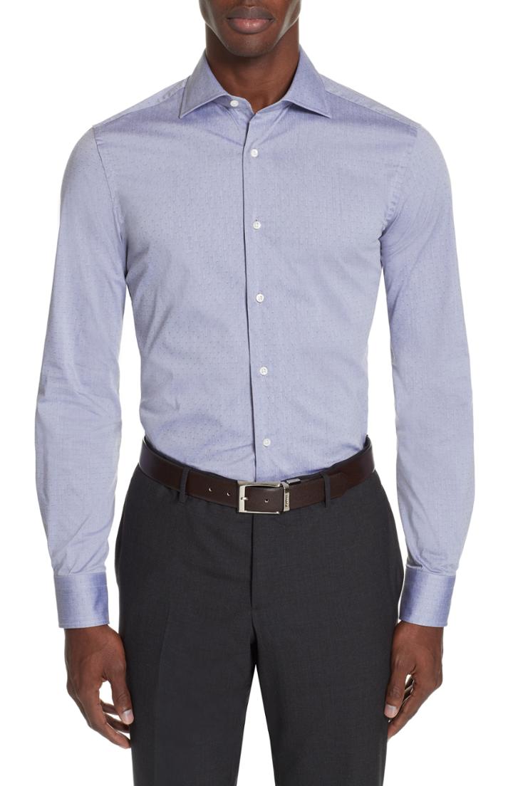 Men's Canali Slim Fit Stretch Dot Dress Shirt
