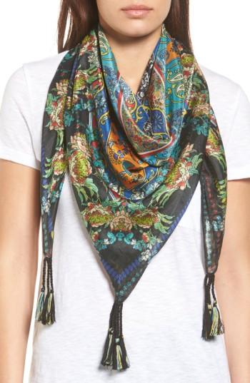 Women's Johnny Was Sathya Square Silk Scarf, Size - Blue