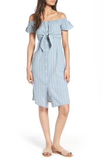 Women's Everly Tie Waist Off The Shoulder Dress - Blue
