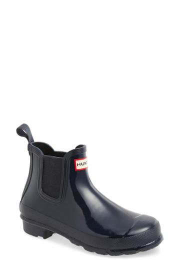 Women's Hunter Original Gloss Waterproof Chelsea Boot M - Blue